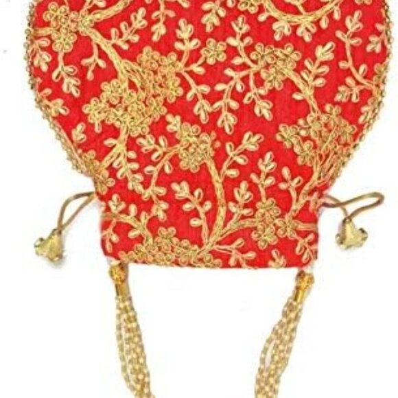 Potli Bag For Women Ethnic Designer Embroidery Work Batwa Pearls Handle With Int - Picture 2 of 8